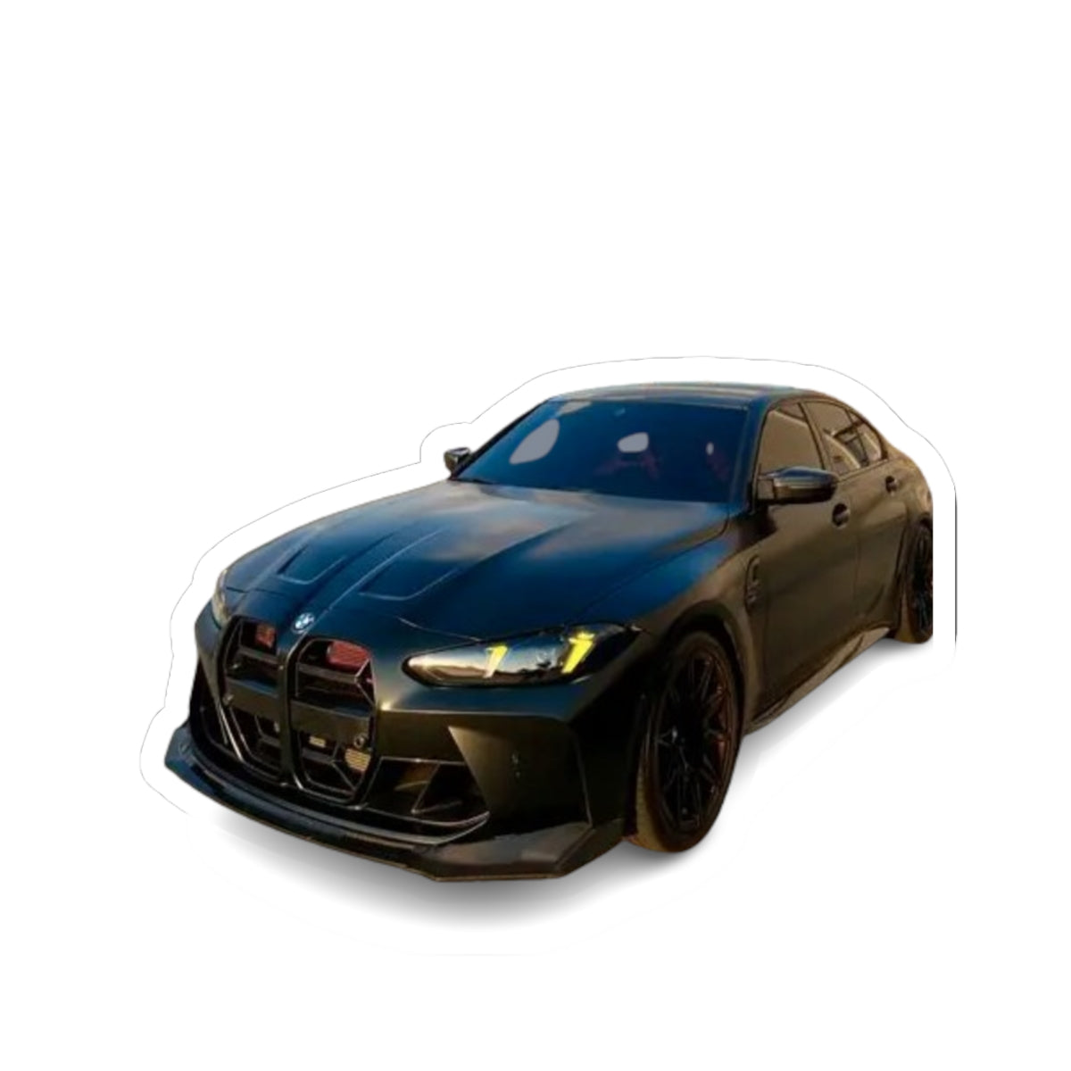 Black Sports Car Kiss-Cut Sticker — Glossy BMW M4 Design for Laptops & Cars
