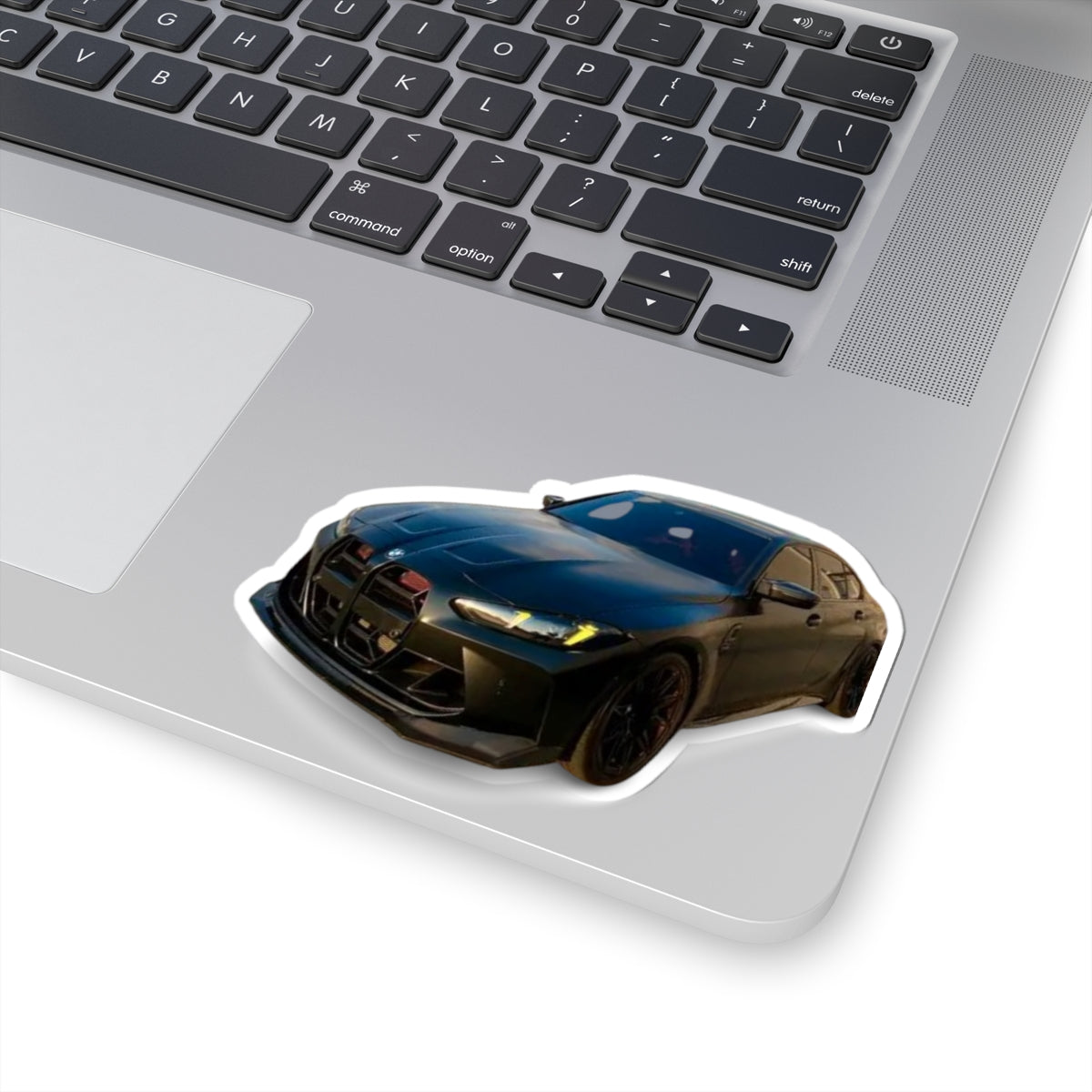 Black Sports Car Kiss-Cut Sticker — Glossy BMW M4 Design for Laptops & Cars