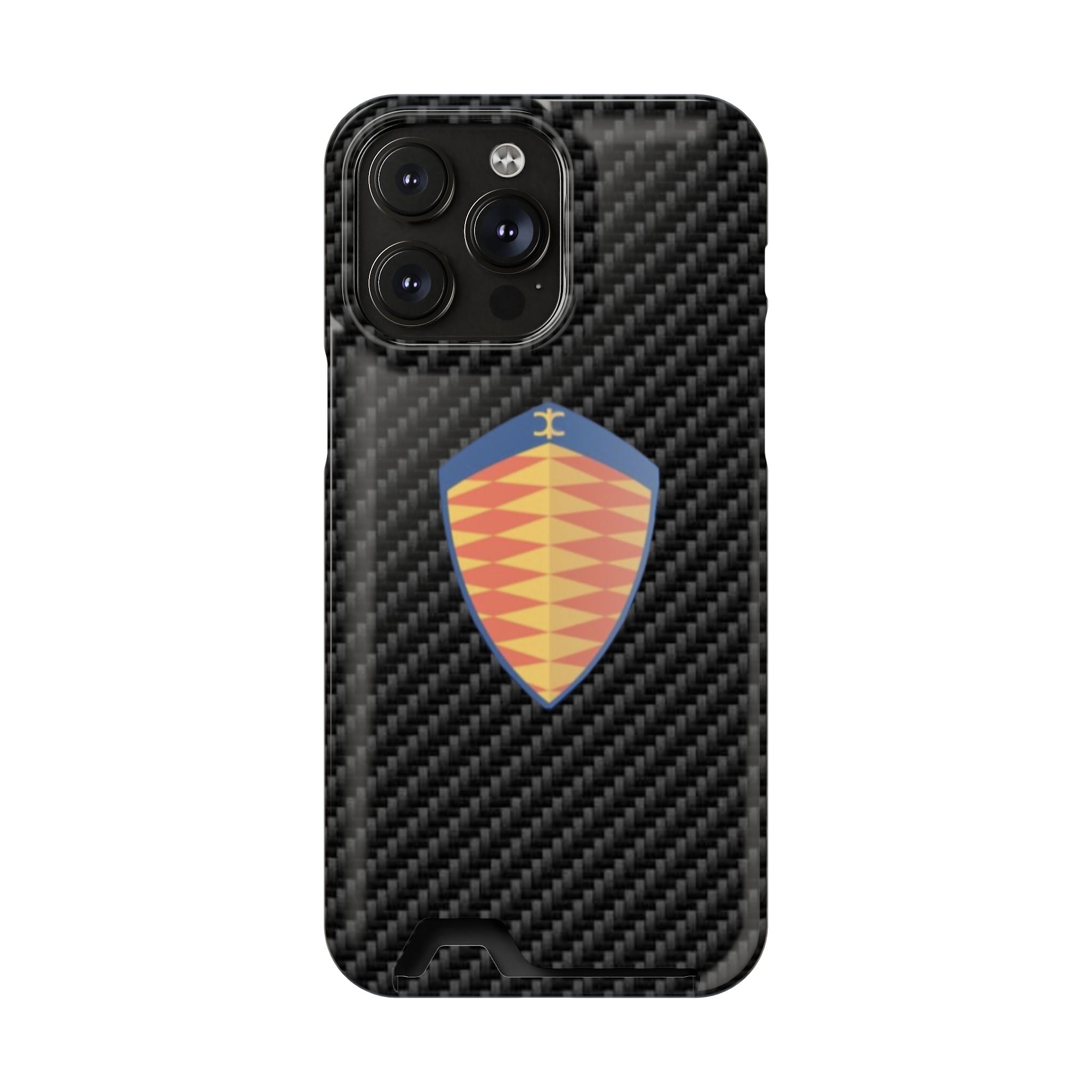 Carbon Fiber Card Holder Phone Case — Geometric Shield Design