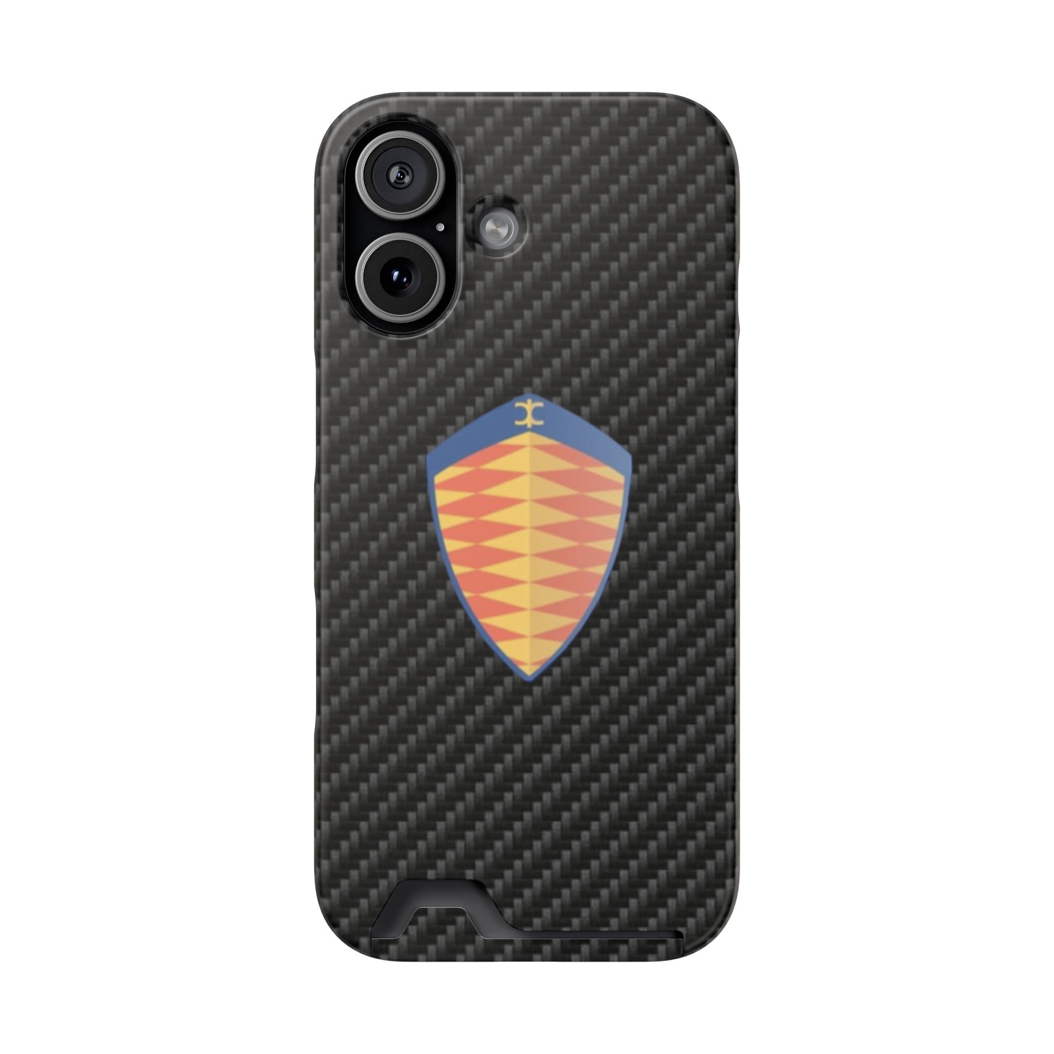 Carbon Fiber Card Holder Phone Case — Geometric Shield Design