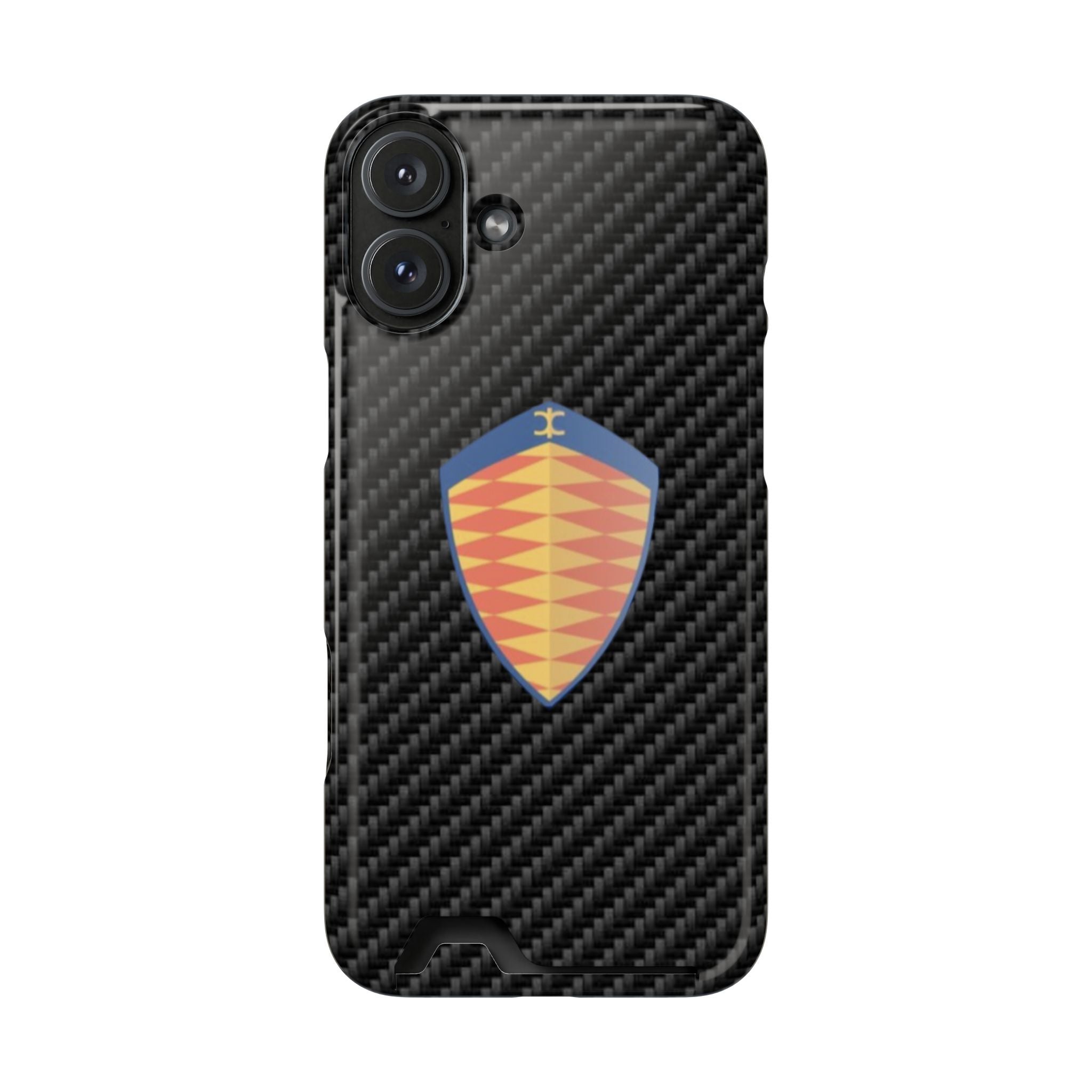 Carbon Fiber Card Holder Phone Case — Geometric Shield Design