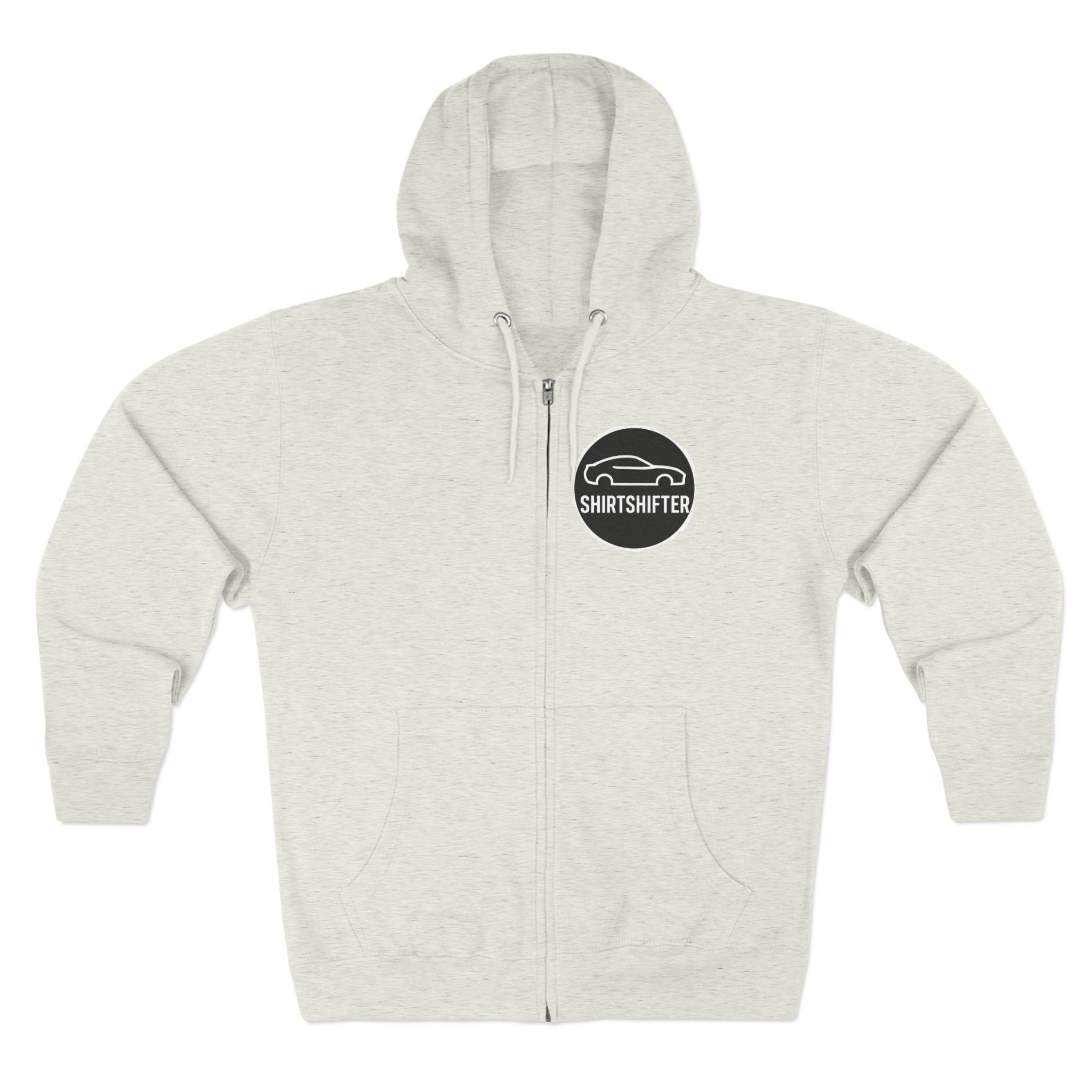 Car Enthusiast Zip Hoodie – Sporty Front Logo & Graphic Supercar Back