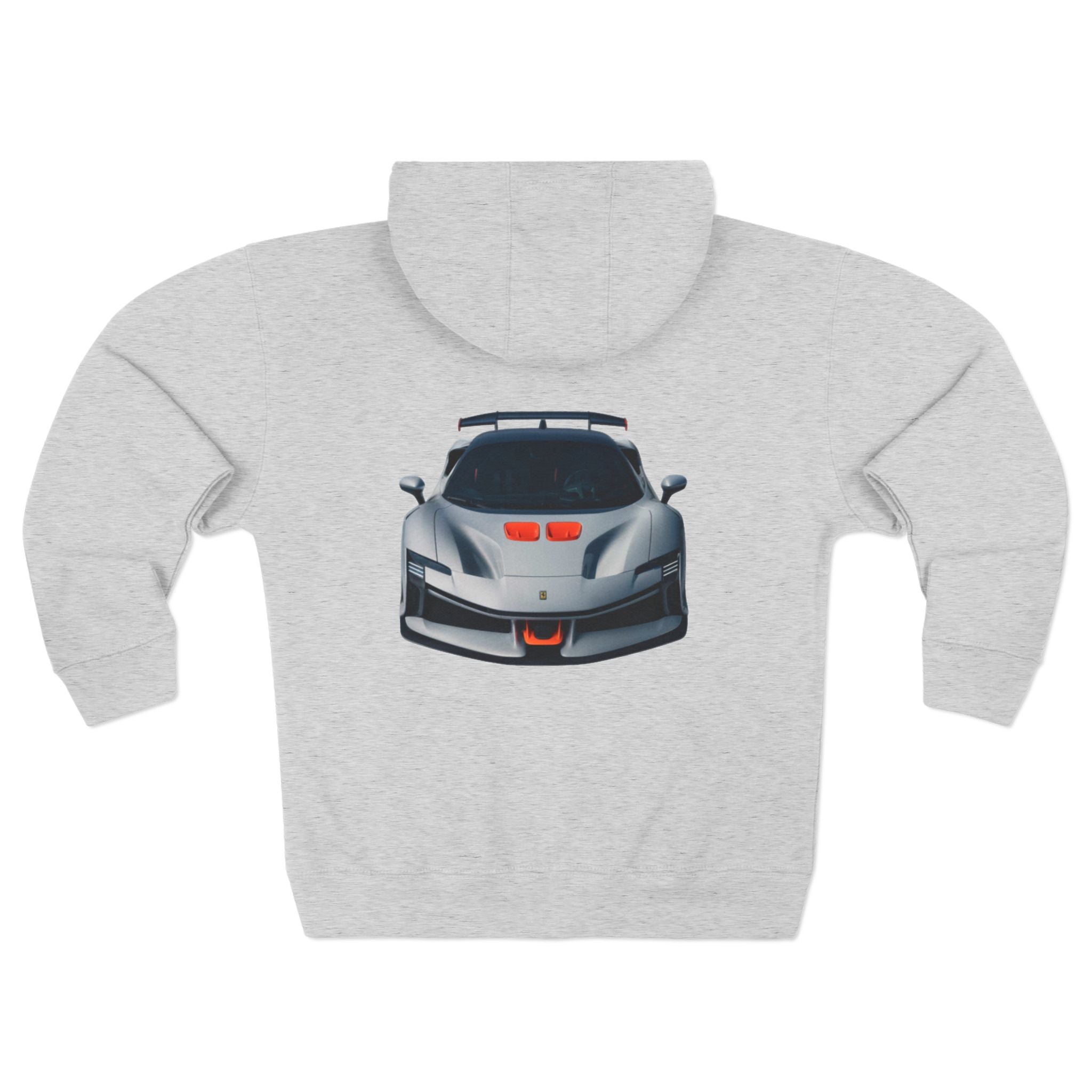 Car Enthusiast Zip Hoodie – Sporty Front Logo & Graphic Supercar Back