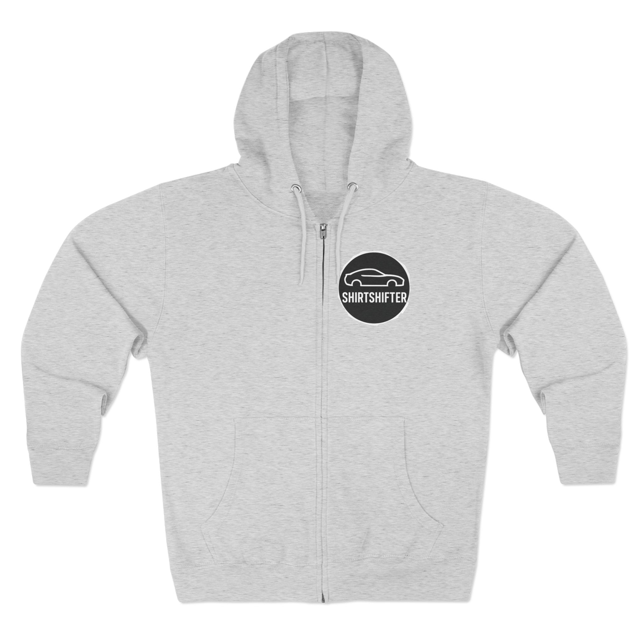 Car Enthusiast Zip Hoodie – Sporty Front Logo & Graphic Supercar Back