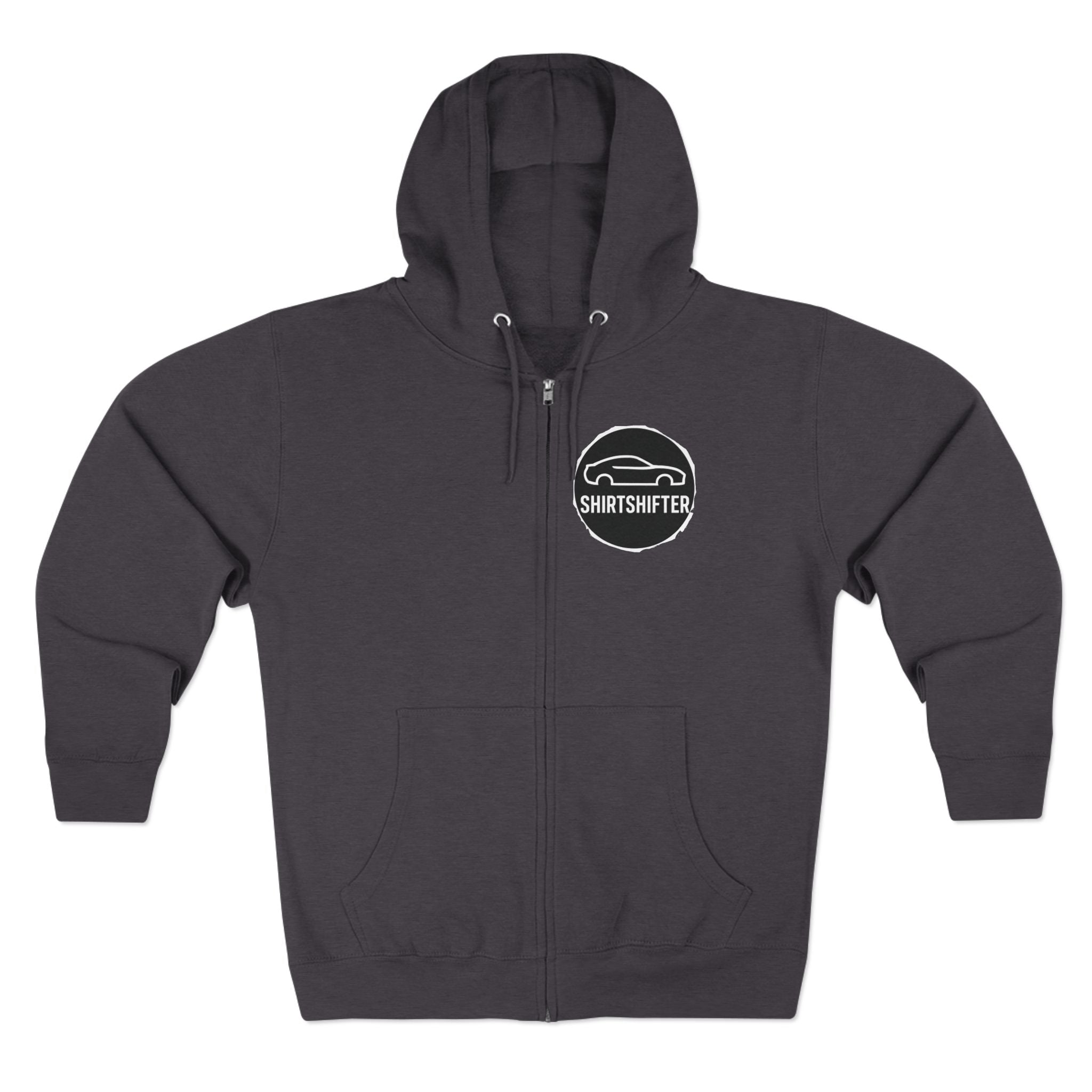 Car Enthusiast Zip Hoodie – Sporty Front Logo & Graphic Supercar Back