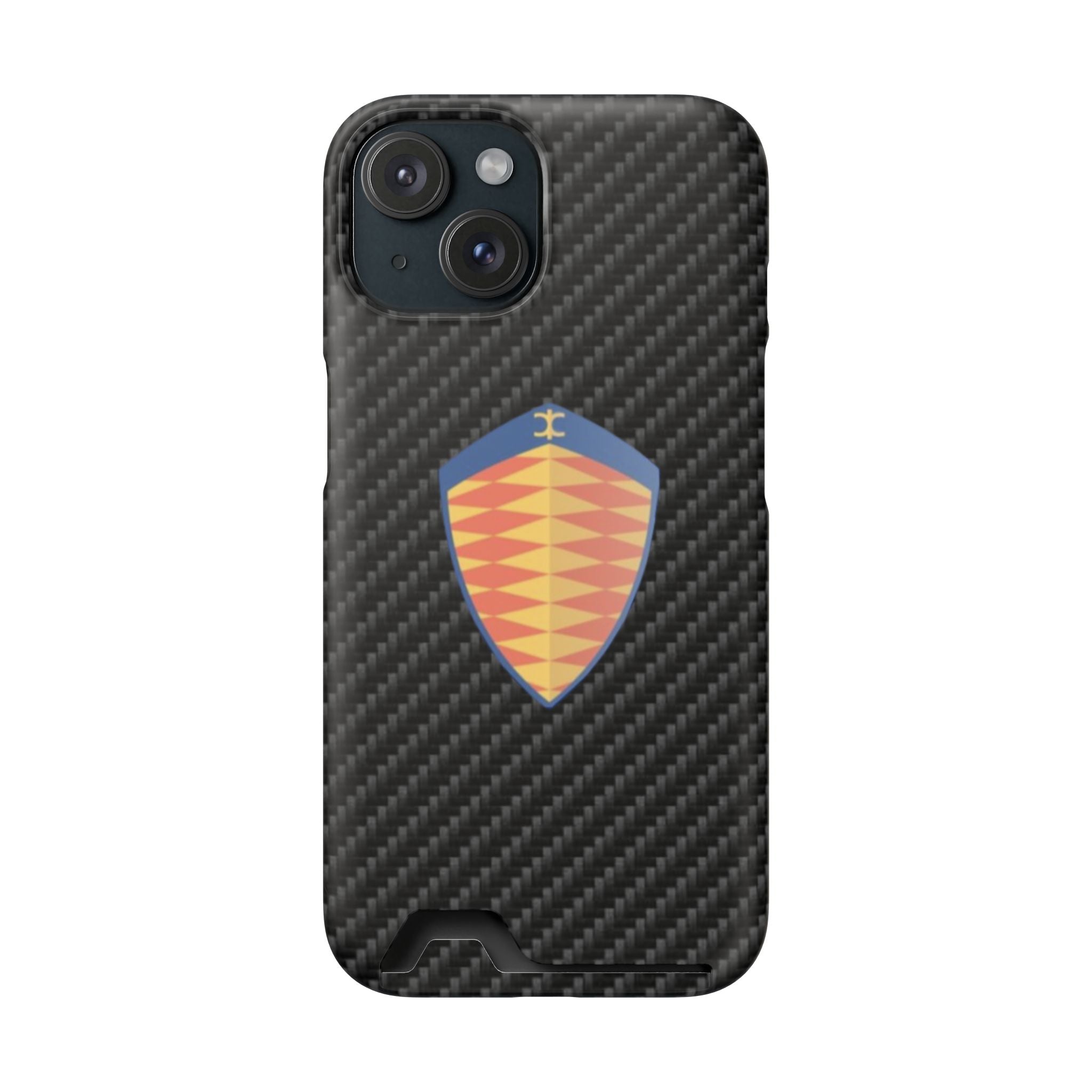 Carbon Fiber Card Holder Phone Case — Geometric Shield Design