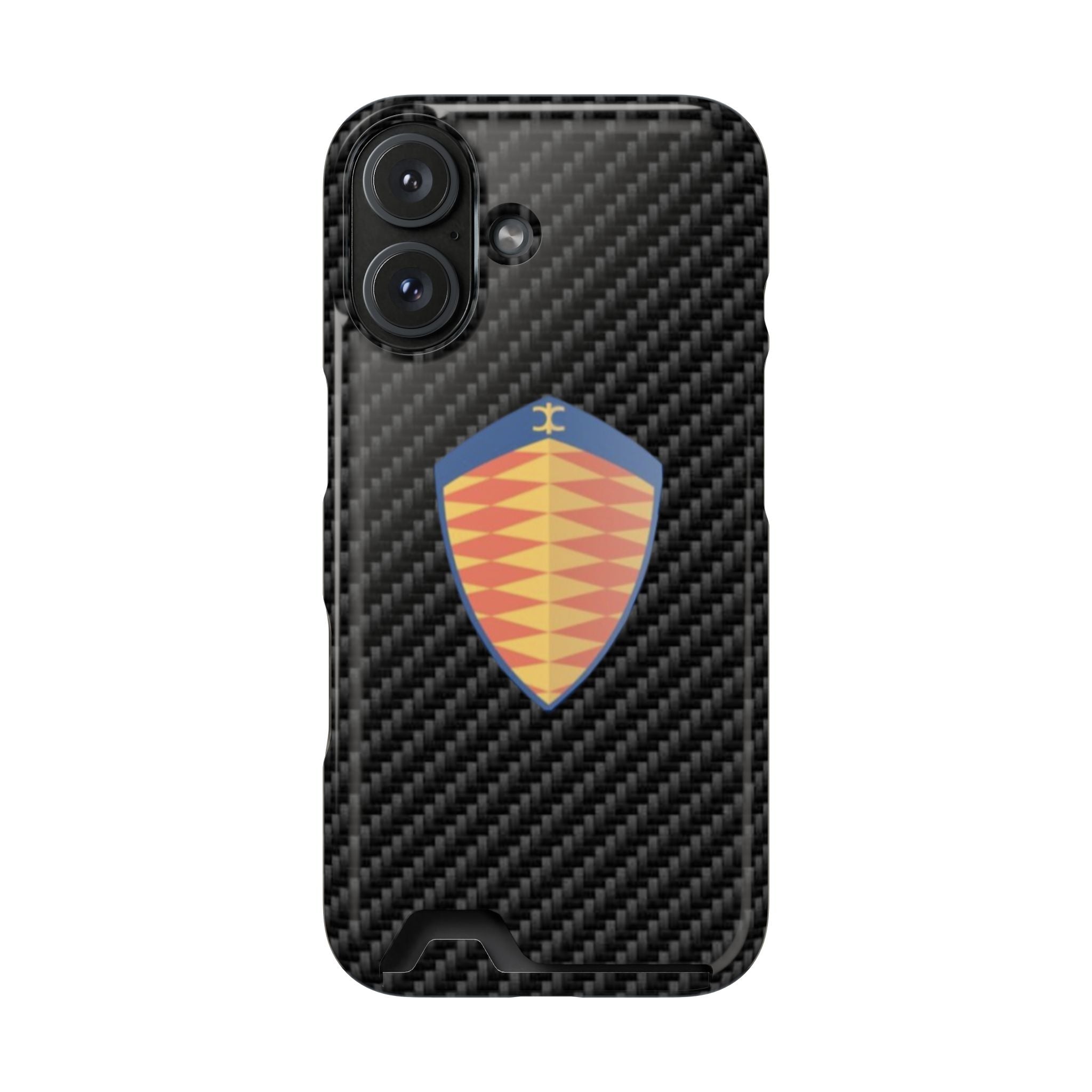 Carbon Fiber Card Holder Phone Case — Geometric Shield Design