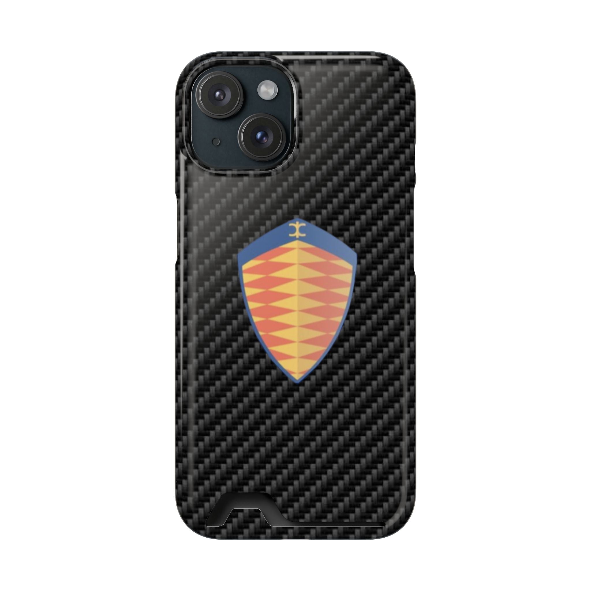 Carbon Fiber Card Holder Phone Case — Geometric Shield Design