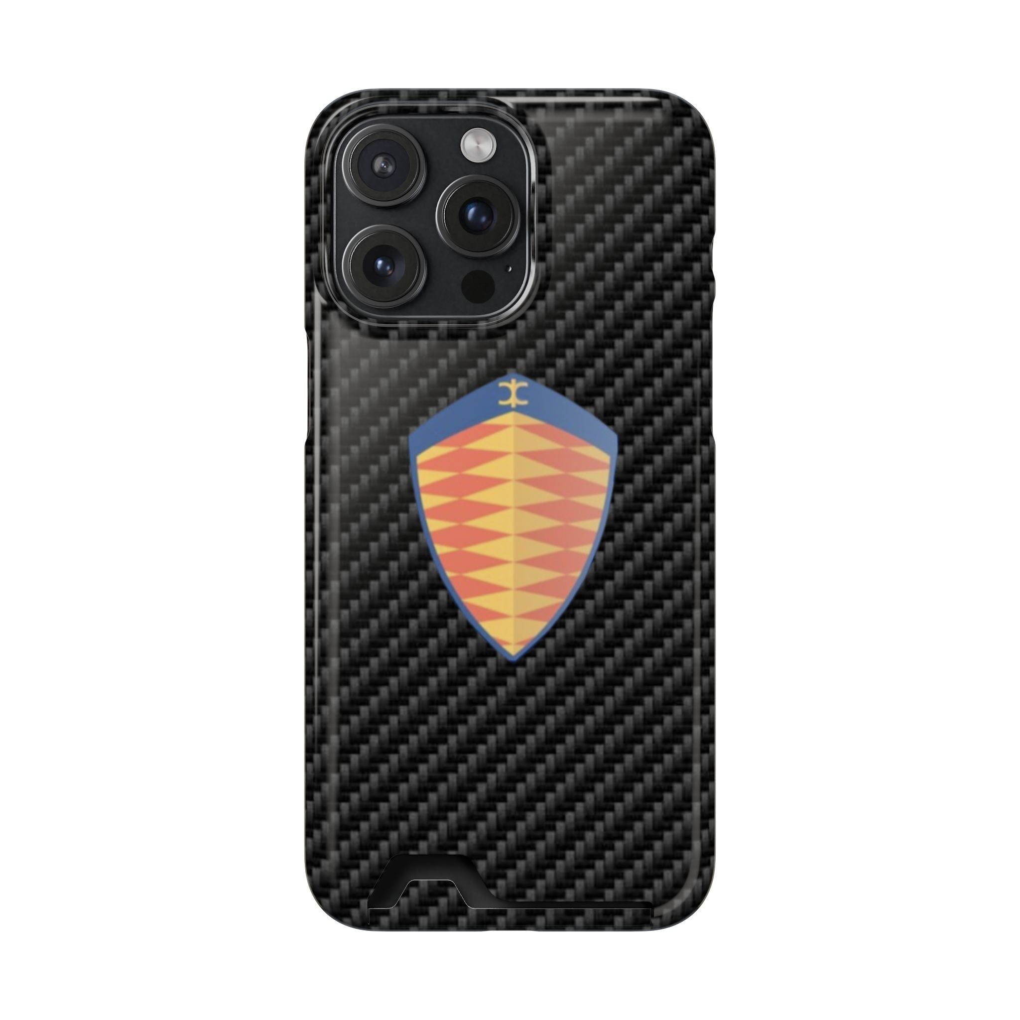 Carbon Fiber Card Holder Phone Case — Geometric Shield Design