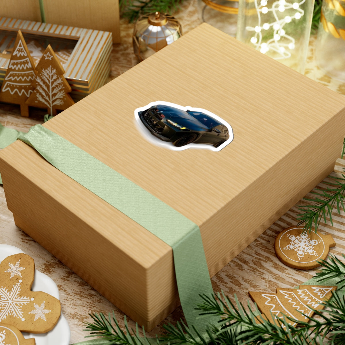 Black Sports Car Kiss-Cut Sticker — Glossy BMW M4 Design for Laptops & Cars