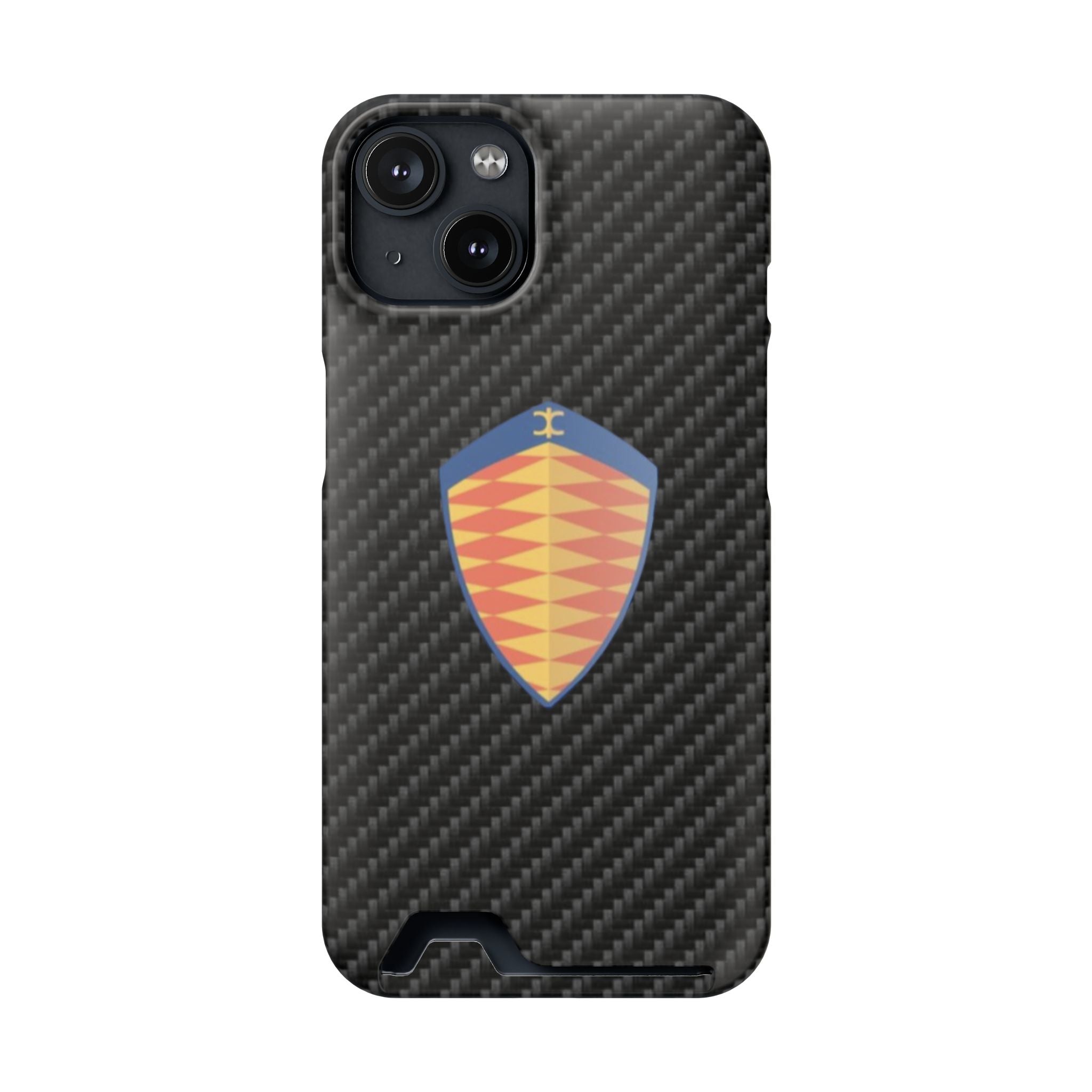 Carbon Fiber Card Holder Phone Case — Geometric Shield Design