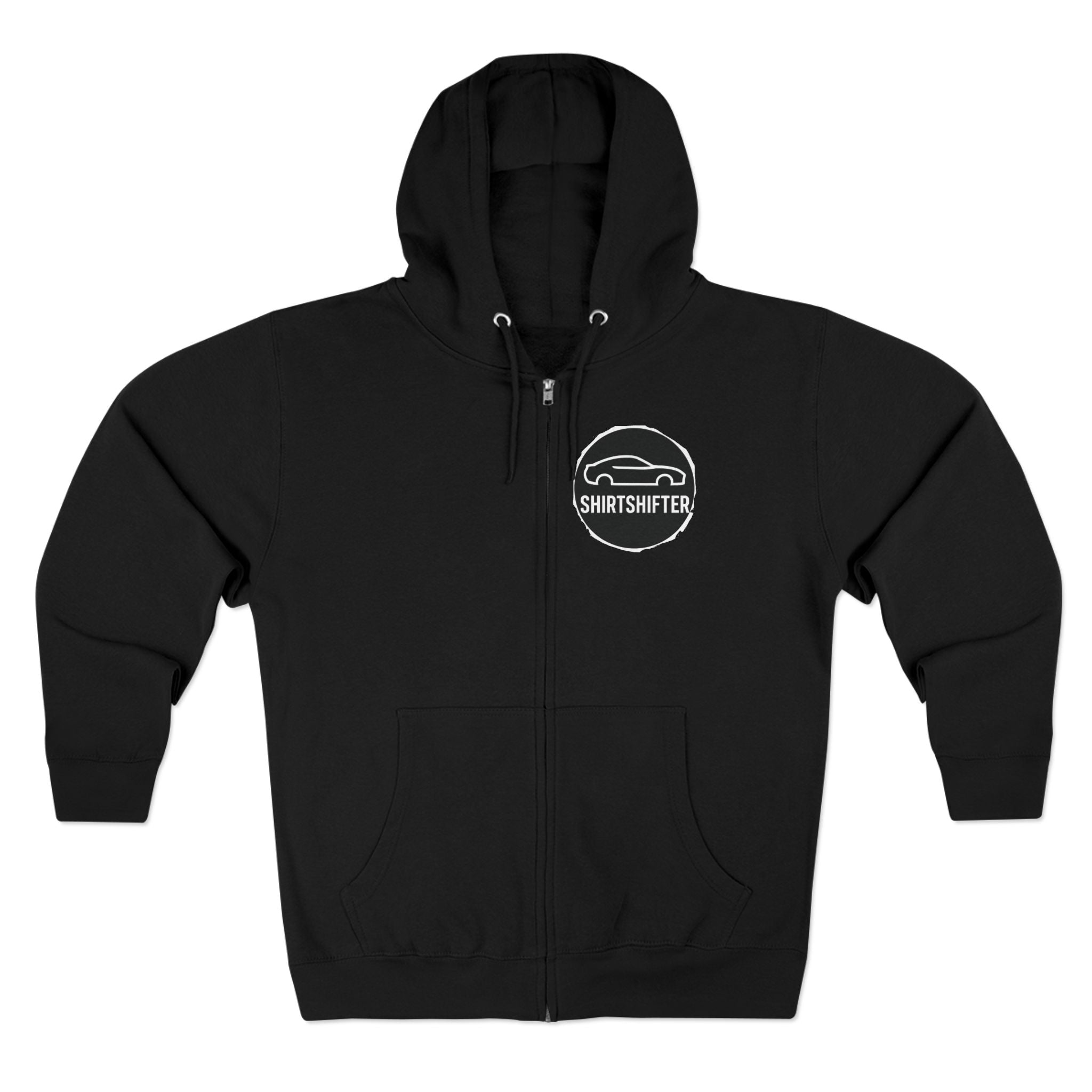 Car Enthusiast Zip Hoodie – Sporty Front Logo & Graphic Supercar Back