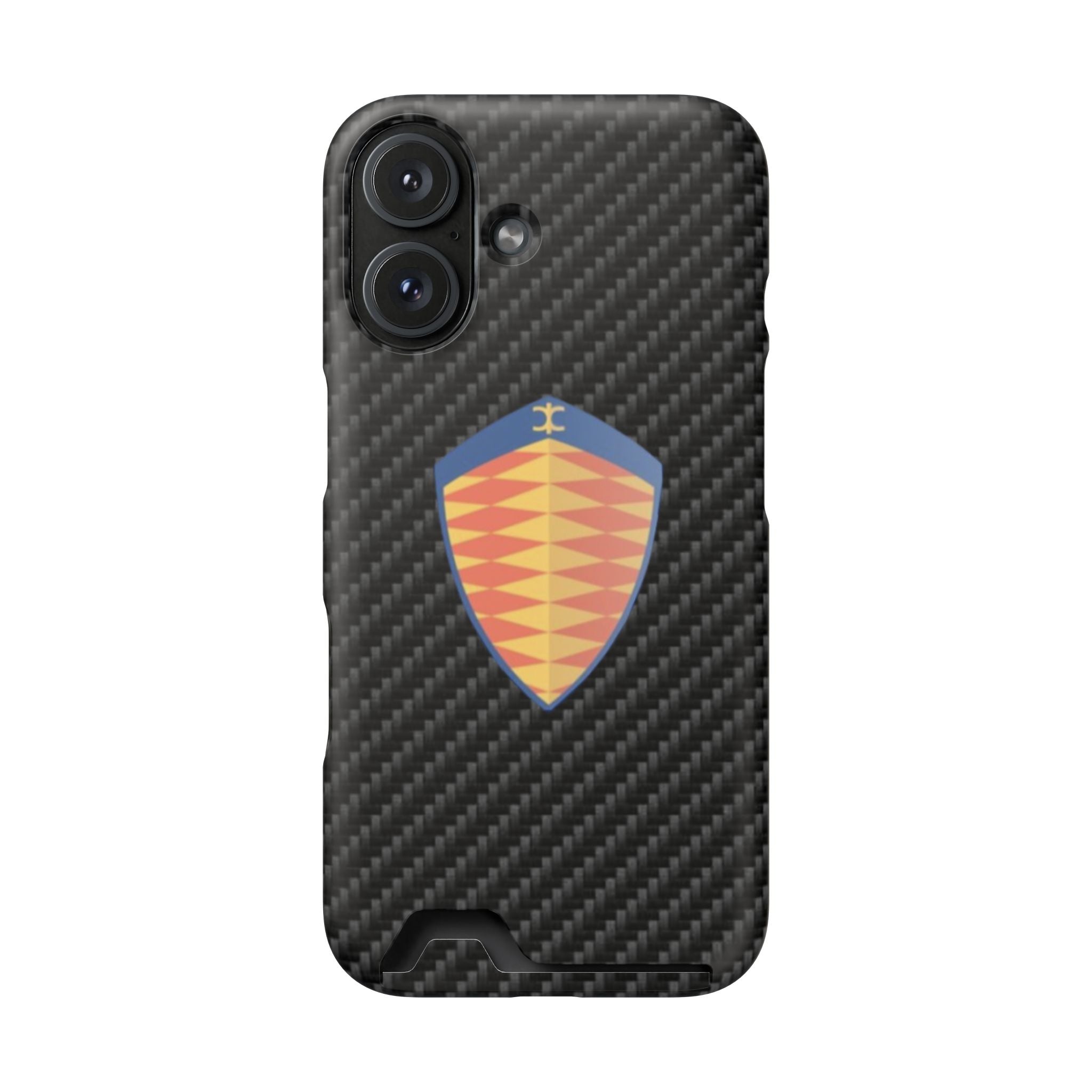 Carbon Fiber Card Holder Phone Case — Geometric Shield Design