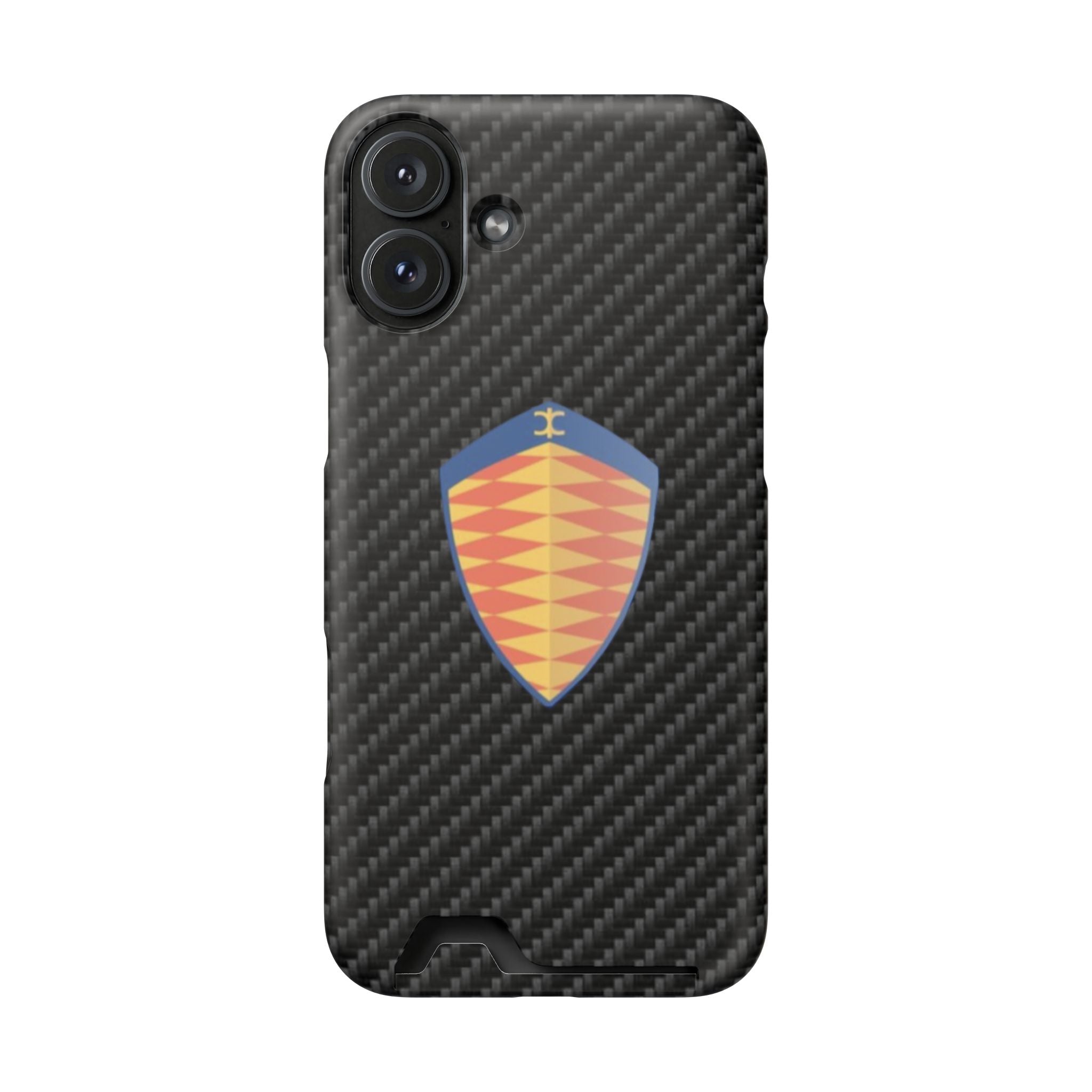 Carbon Fiber Card Holder Phone Case — Geometric Shield Design